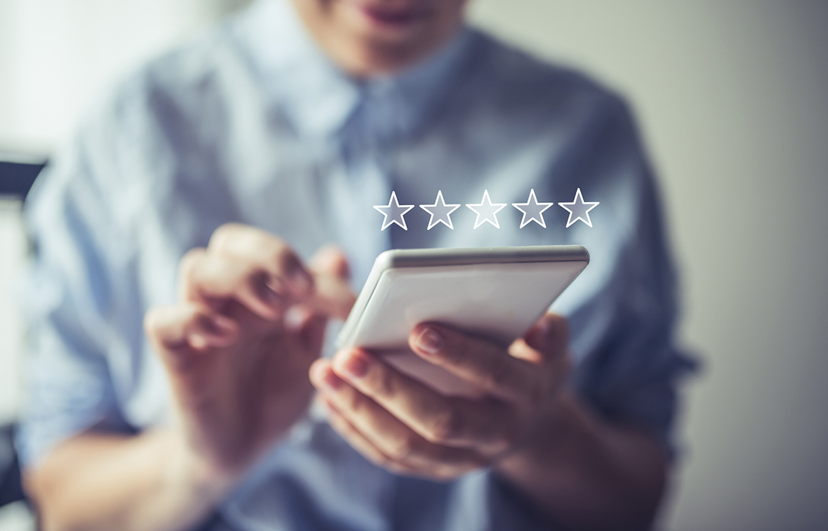 Satisfied online shopping customer